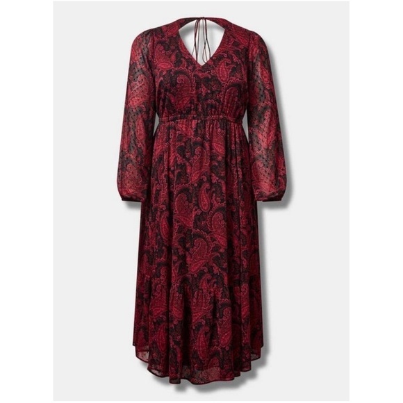 NWT TORRID Tea Length Clip Dot Open Back A-line Dress - Picture 4 of 5